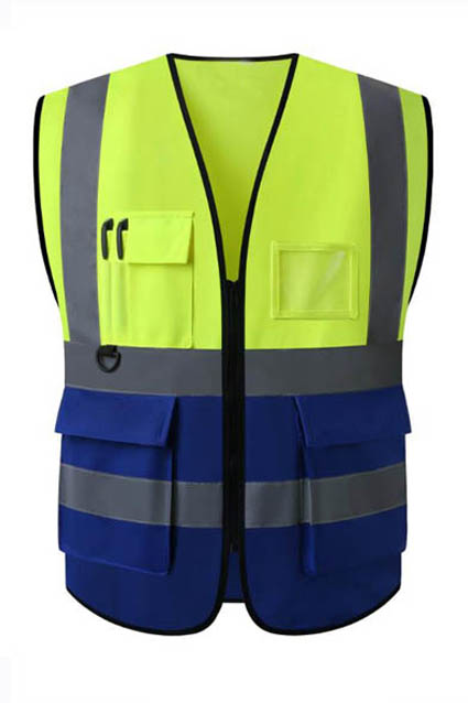 反光服裝多口袋馬甲黃藍拼接